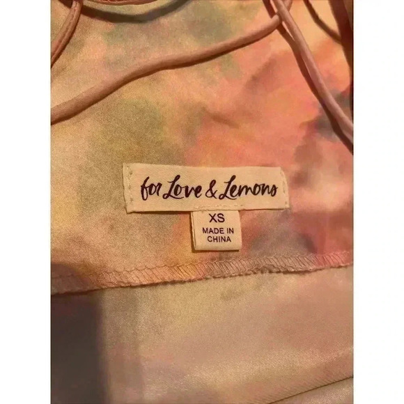For Love & Lemons Mini Slip Dress XS Tie Dye Ruched Open Back Asymmetric Strappy - Picture 14 of 16